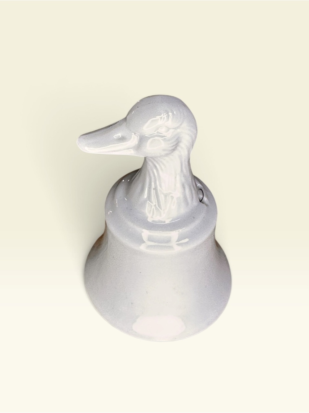 White Porcelain Table Top Duck Individual Hand Bell Figurine
